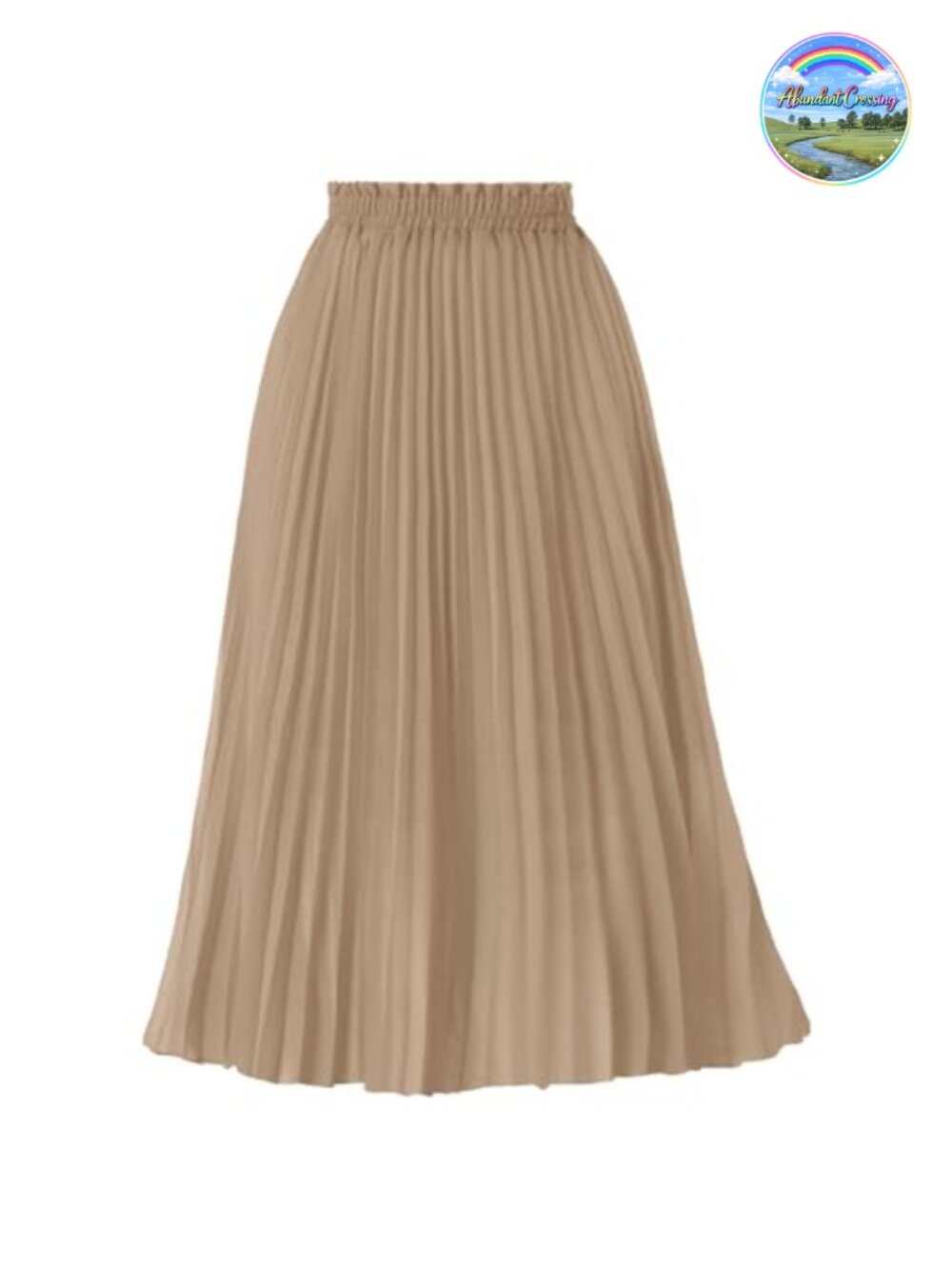 Pleated A-Line High Waist Flowy Midi Skirt Wrinkle Resistant Work